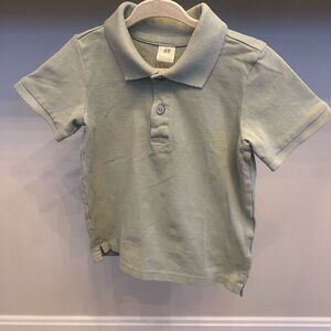 H&M 2T Boys Organic Cotton Polo Shirt - Light Sage Green